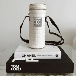 Vintage Chanel Coco Mark Choco Bar Quilting Water Bottle Holder Shoulder Bag
